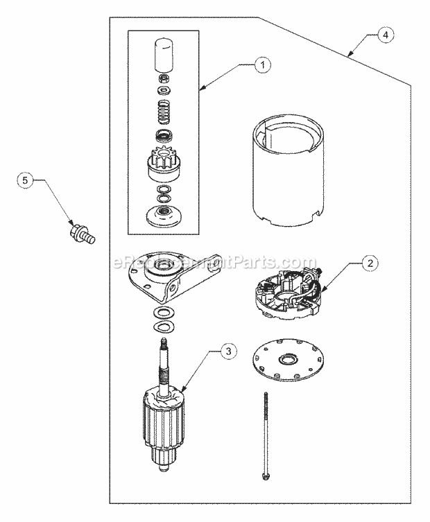 Electric Starter Diagram and Parts List for 1525 13A-221F100 Cub Cadet Lawn Tractor